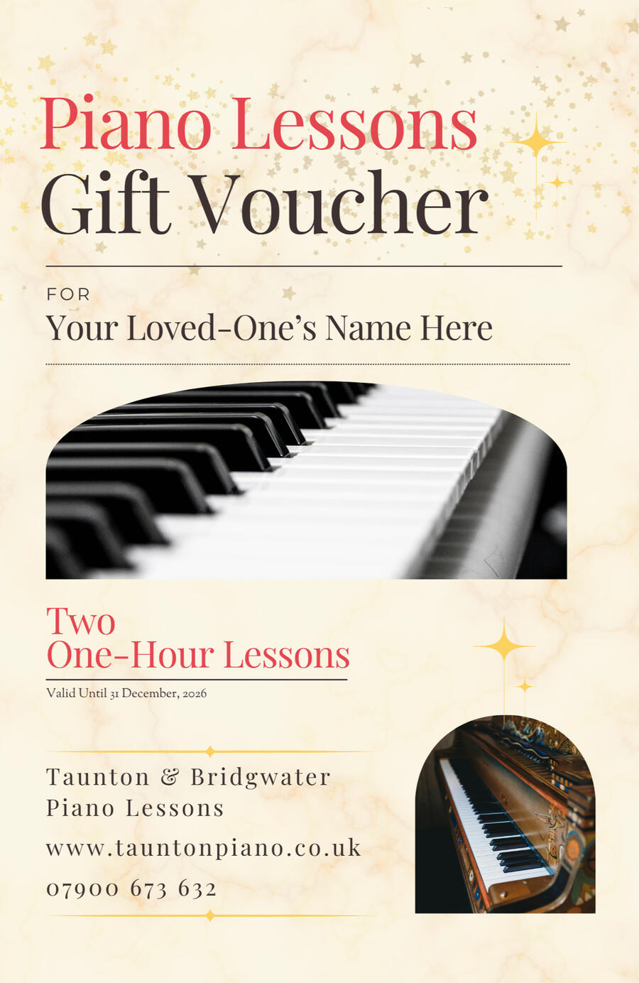 A gift that brings joy long after the wrapping paper is gone. Gift voucher example