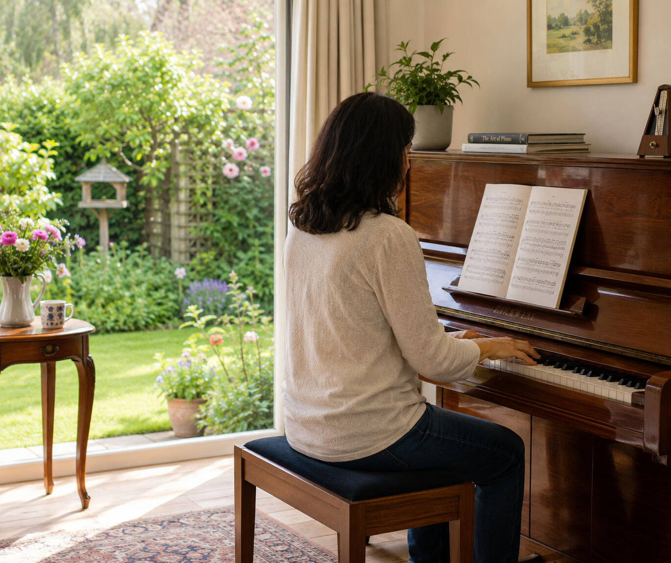 Kathryn Davies playing the piano Photo of Kathryn Davies' hands playing piano
